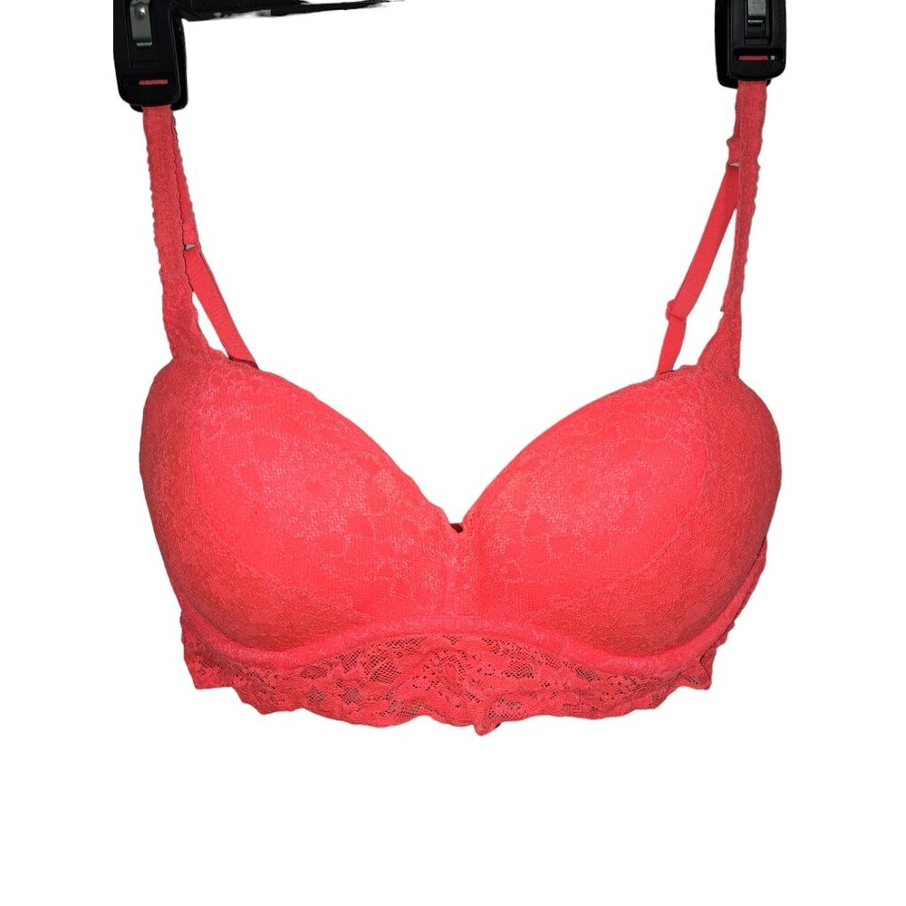 Pink Victoria's Secret Lace Balconette Pink Lace Push-up Bra Size Medium